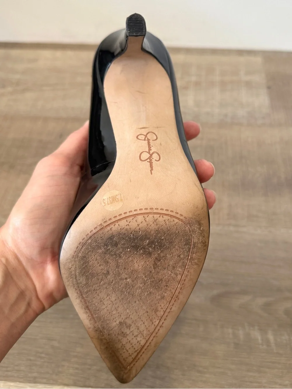 Jessica Simpson Cassani Size 7.5 Black Patent Pointed Toe Stiletto Pumps